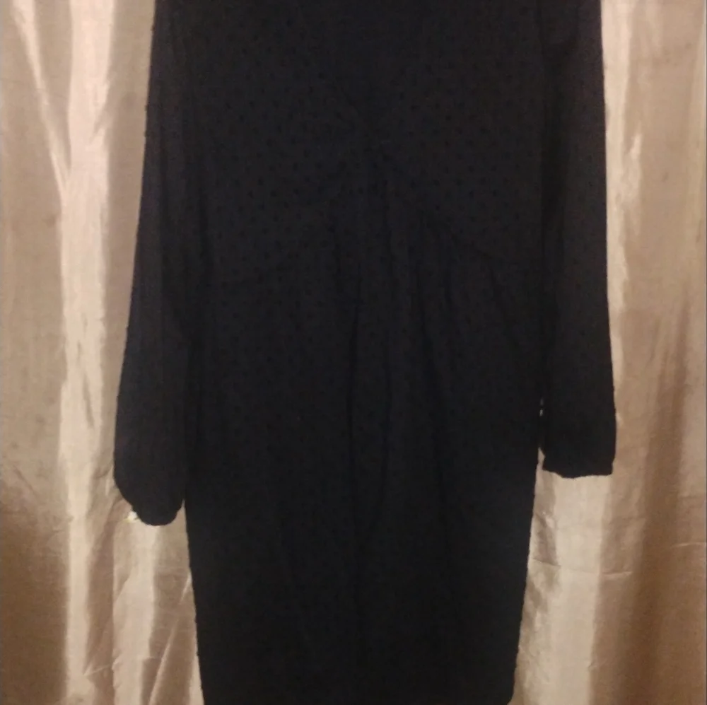 Old Navy Womens Black Eyelet Long Sleeve Peasant Dress Size L Tall - Picture 6 of 7
